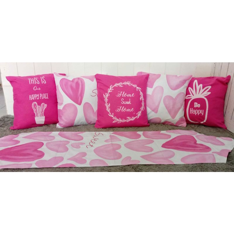 sarung bantal sofa pink fanta mix motif love