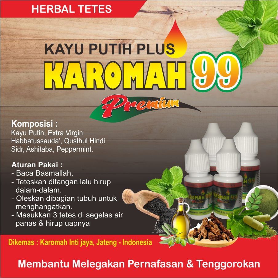 Kayu putih Plus Herbal Tetes Pelega Sesak Nafas 15 ml plus qustul hindi