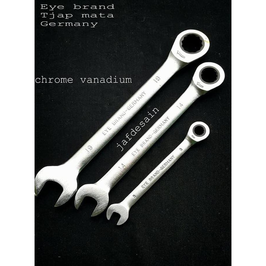 Kunci Ring Pas Ratchet Chrome Vanadium 8 Mm.Tjap Mata Germany