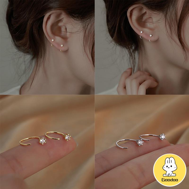 Anting Zirkon Temperamen Fashion Wanita Tidur Gratis Melepas Anting-Anting Trendi Yang Indah -Doo