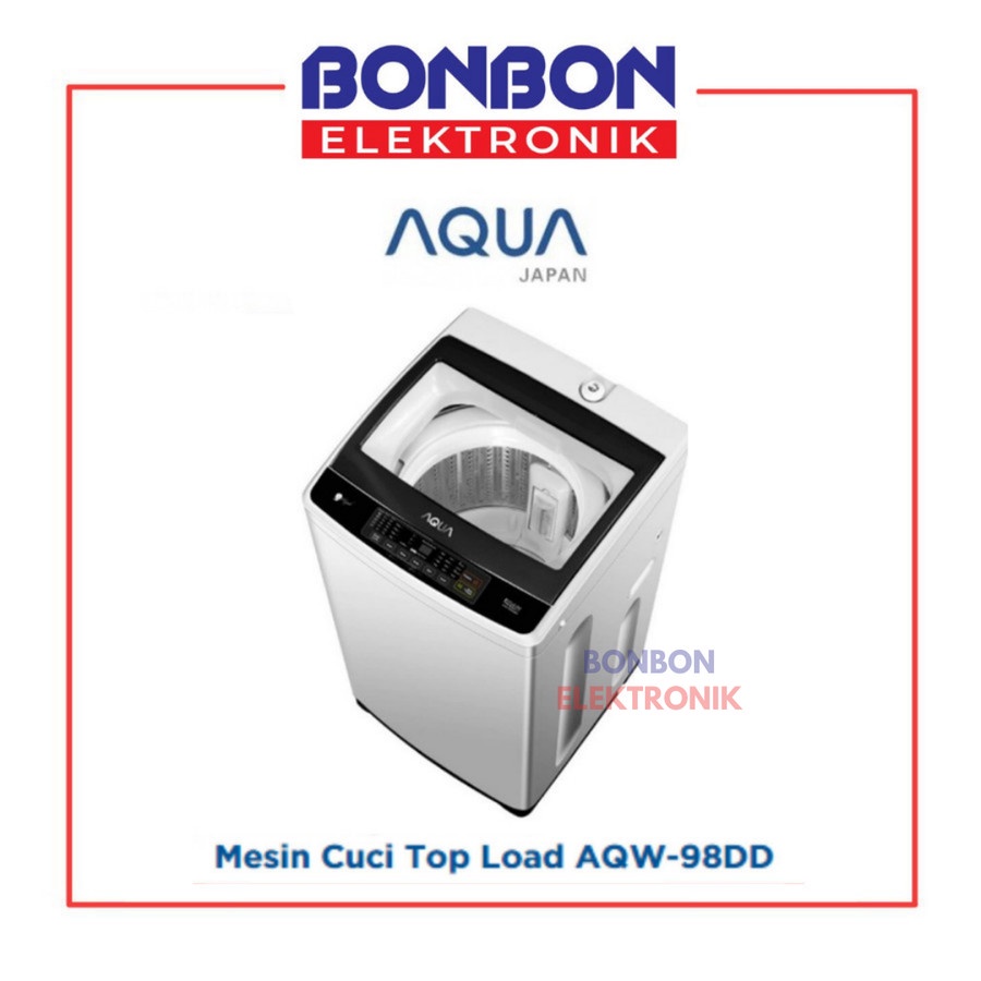 AQUA Mesin Cuci Top Loading 1 Tabung 9KG AQW-98DD (BK) / AQW 98 DD