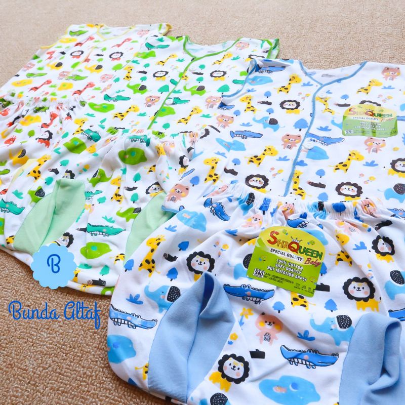 3 Pcs Setelan Baju Bayi Kutung Celana Pop Zahdan ( 0 - 3 bulan ) SNI / Perlengkapan Bayi  [ Bunda Altaf ]