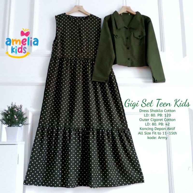 Terbaru Gamis Anak Gigi Set Teen Kids Bahan Katun Shakila
