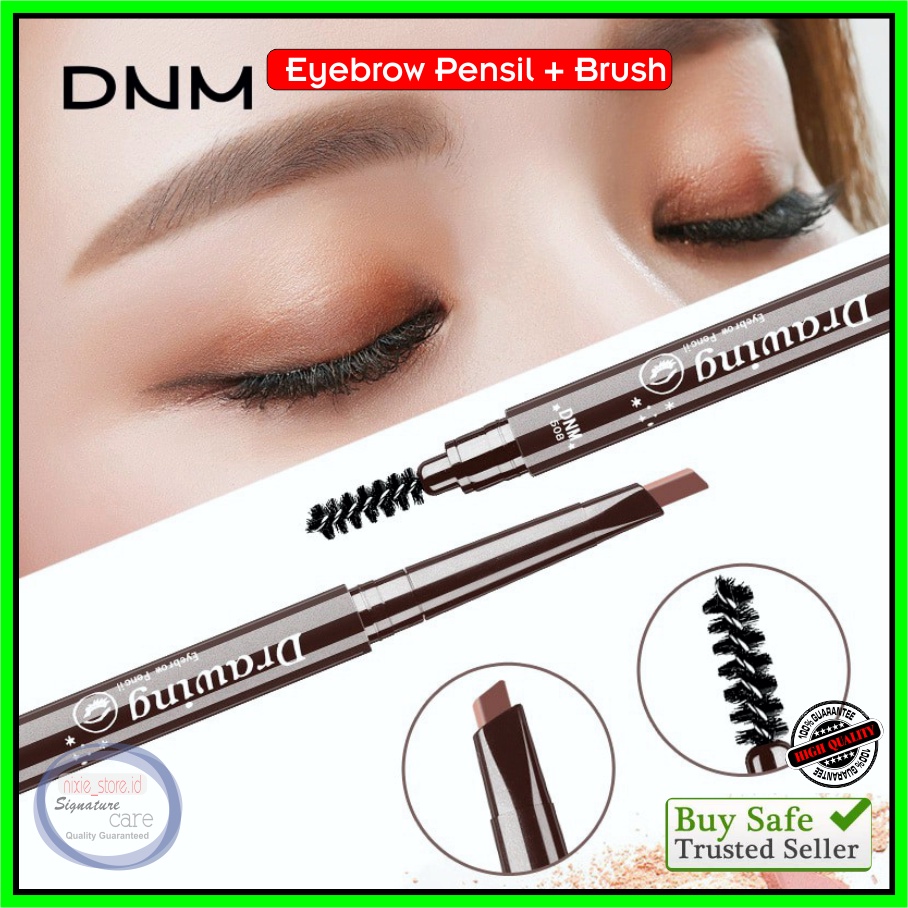 Pensil Alis DNM Automatic Eyebrow Pensil 2 in 1 Tahan Lama Waterproff Tahan Keringat Murah Bagus