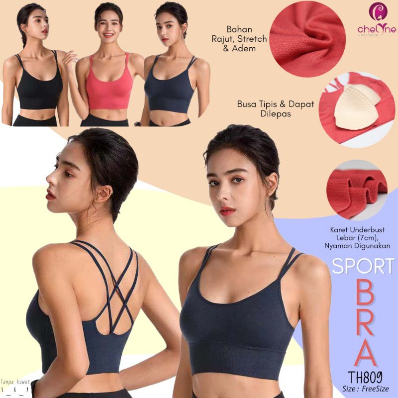 SPORT BRA 809 CRISSCROSS CROP BH CUP BUSA - BUNGALILY
