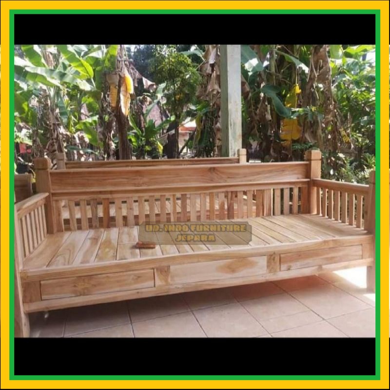 Daybed bale bale resban unik simpel dari kayu jati mebel murah