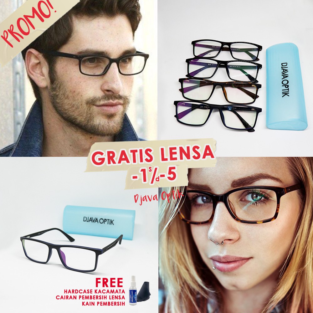 Frame E203 Kacamata + Lensa Minus/Baca Frame Pria/Wanita Kacamata