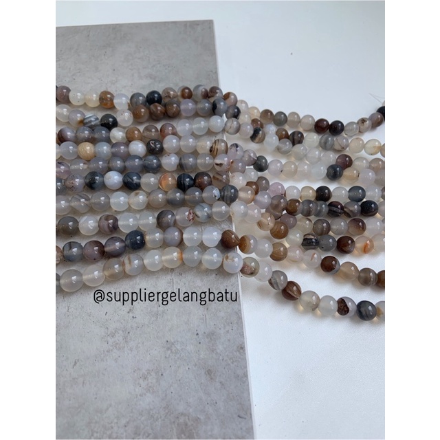 bahan batu import CARNELIAN DALMANTION 10mm natural HITAM PUTIH LORENG