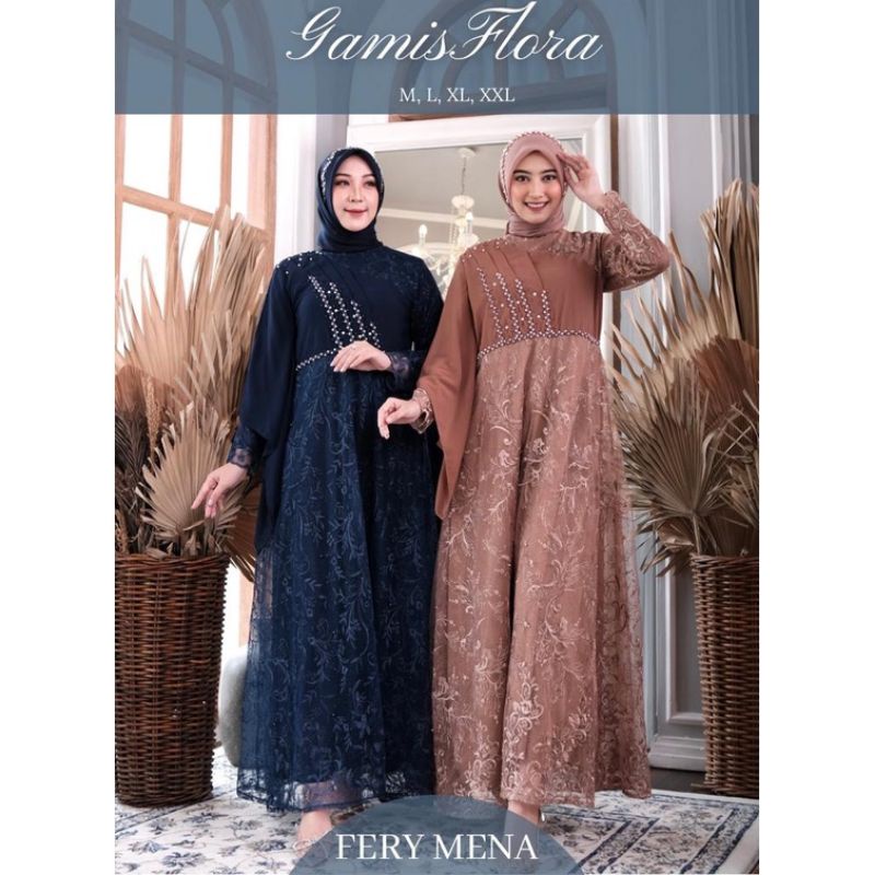 Realpict gamis lebaran terbaruu//gamis pesta terlaris//gamis flora//gamiis tulle mewah