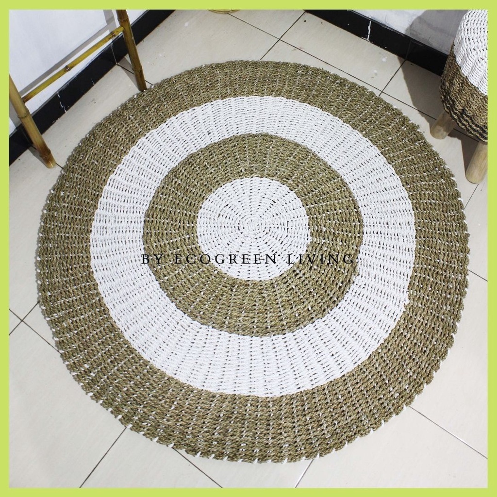 RUG SEAGRASS / KARPET BULAN / TIKAR BULAT / KARPET ANYAMAN MANTUL TERMURAH LEBAY