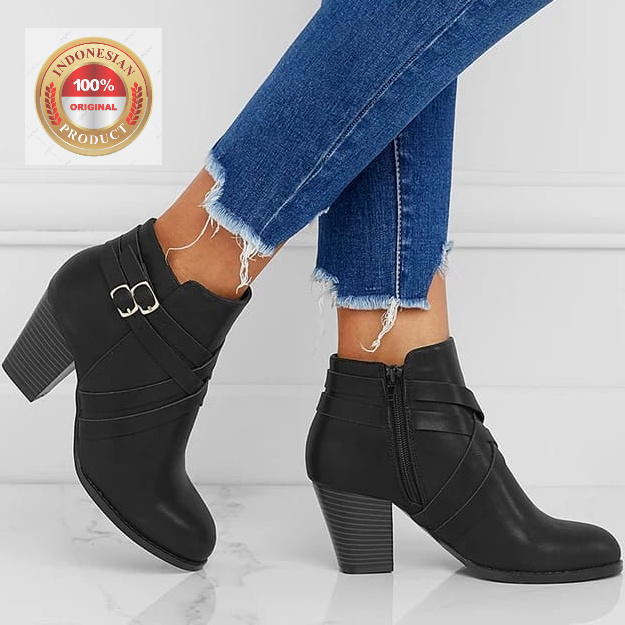 KC [Arga Official ] NALADIVA Sepatu Boots Wanita- Boots Wanita Heels 6 Cm Boots Big Size Sepatu Boot