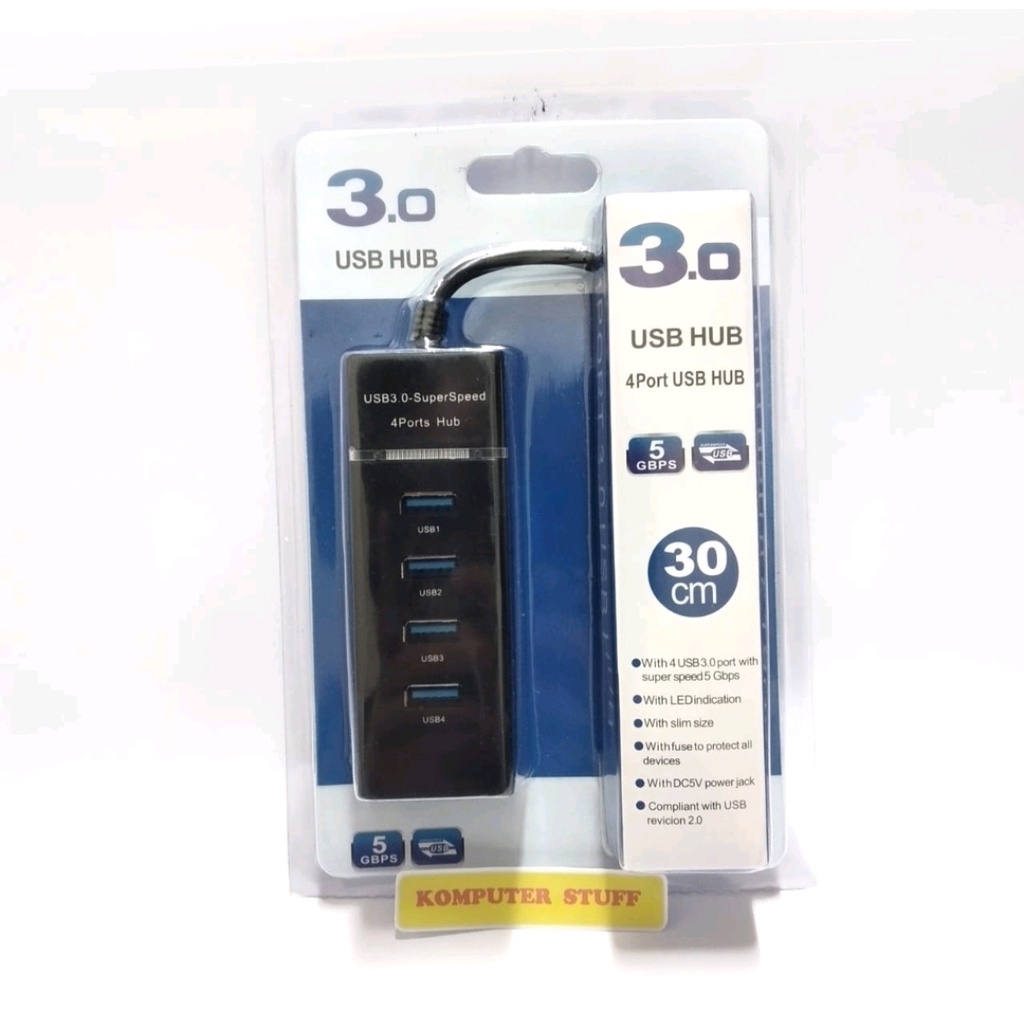 USB HUB 4 Port 3.0 High Speed 5Gbps LED Indication Transfer Rate Di Laptop PC Komputer