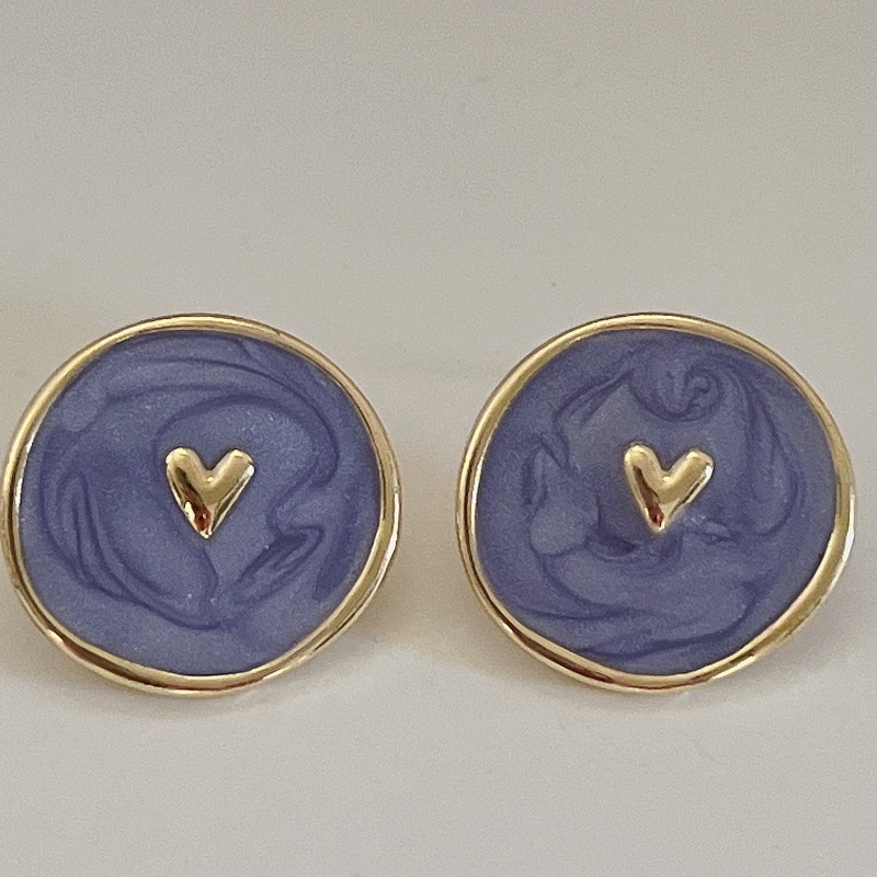 Anting Enamel Bentuk Bunga Aksen Mutiara Untuk Wanita