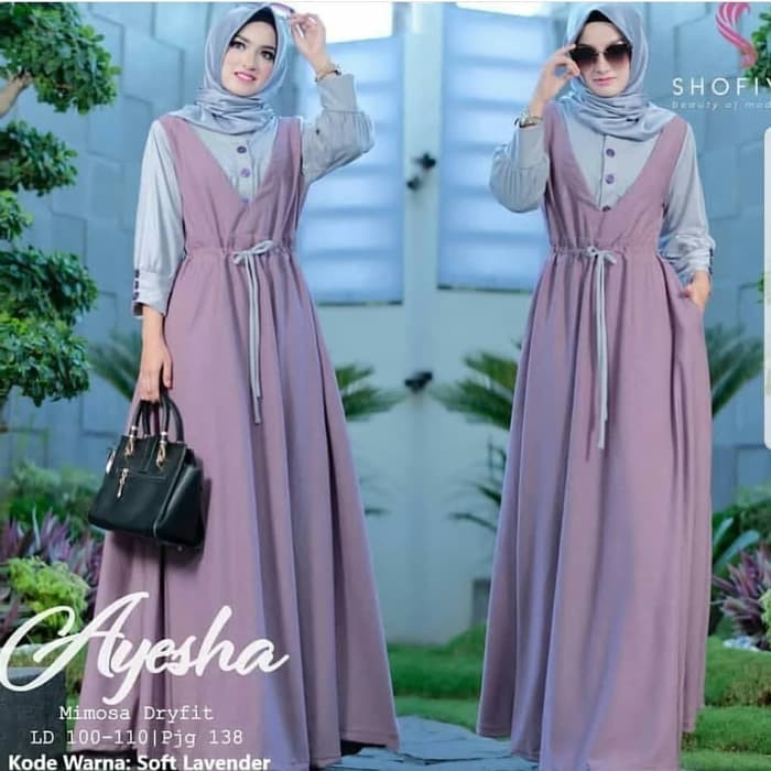 TERMURAH SALE/PROMO/AYESHA MAXY LAVENDER PR001/Jual Dress Muslim Murah/Gamis