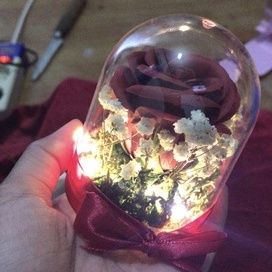 manendra.bali mini akrilik dome rose soap dried flower dengan lampu