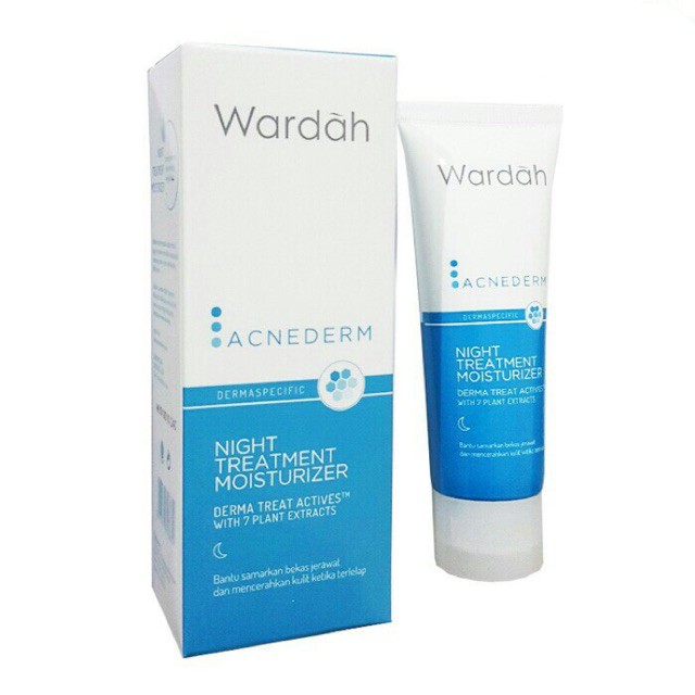 Wardah Acnederm Night Treatment Moisturizer, 40 ml (NEW)