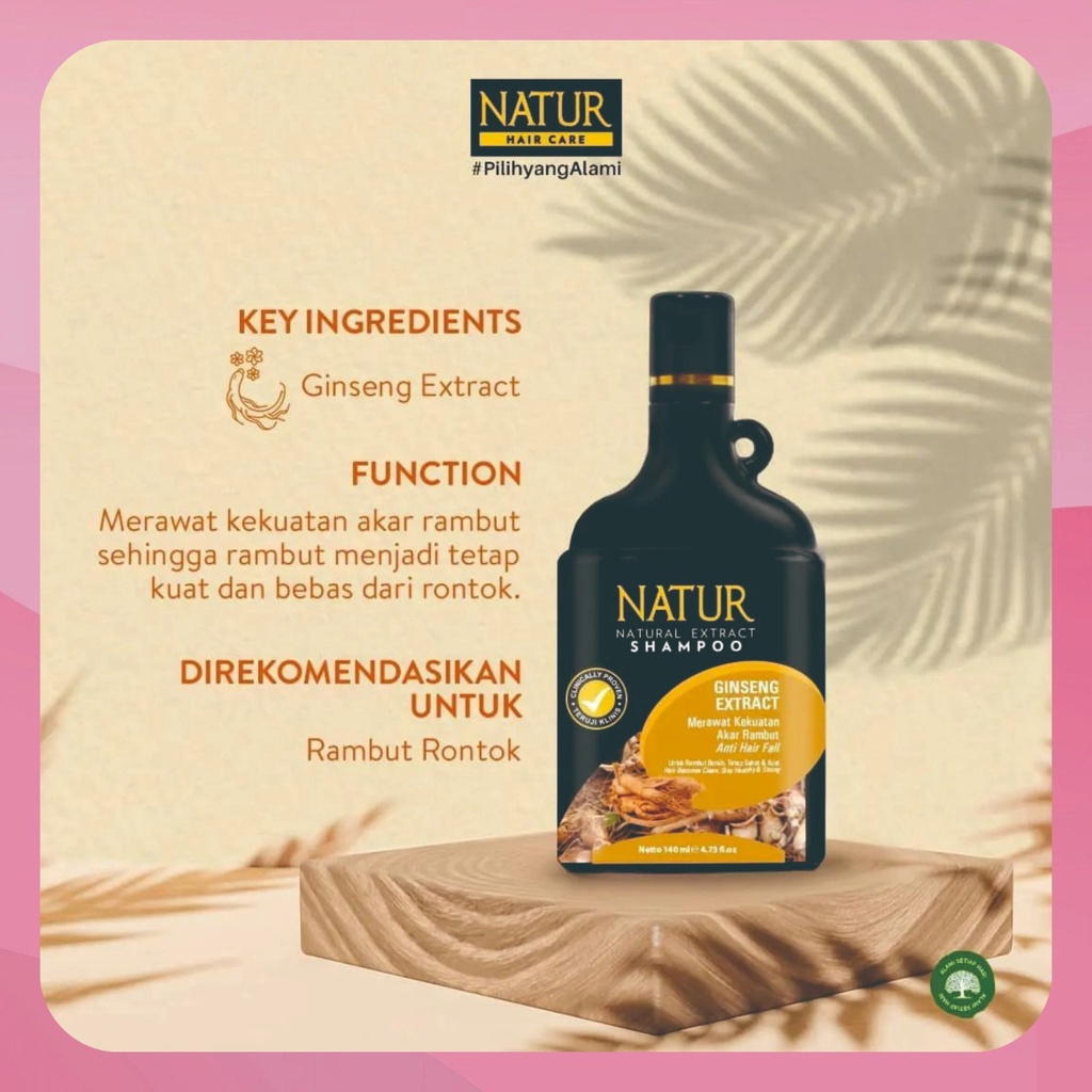 NATUR NATURAL EXTRACT SHAMPOO BPOM RESMI 80ML/ 140ML (GROSIR)