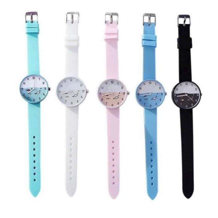 BAJ JAM TANGAN MURAH PRIA WANITA ANALOG RUBBER SHSHD  HARAJUKU CANDY CAT KOREAN STYLE FISH GN028