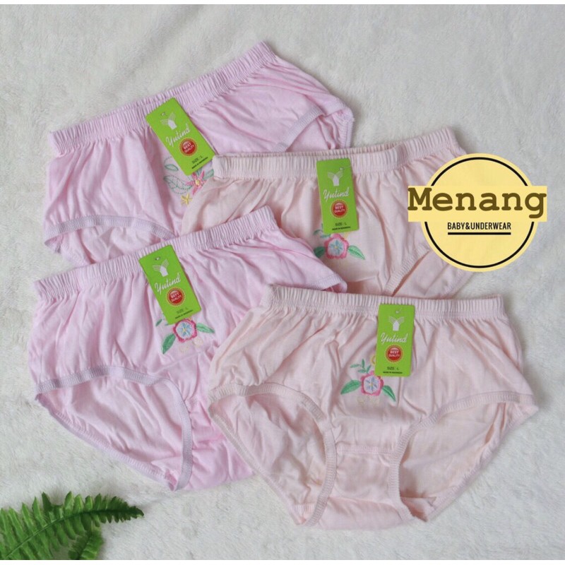 Celana Dalam Wanita Bordir Yutind 1lusin(12pcs) / CD Wanita Bahan Katun Murah dan Nyaman