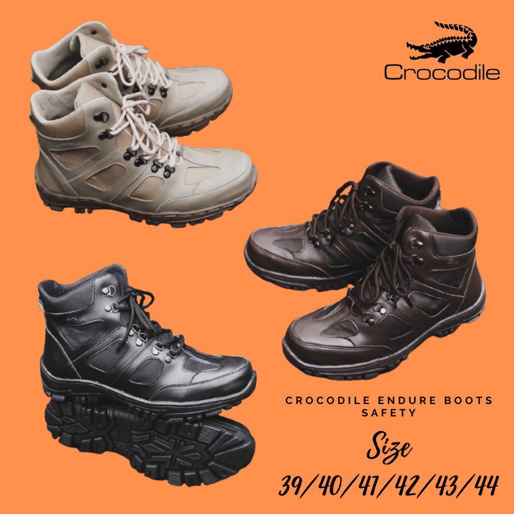 Sepatu Safety Ujung Besi Proyek Kerja Lapangan Tracking Touring Crocodile Endure