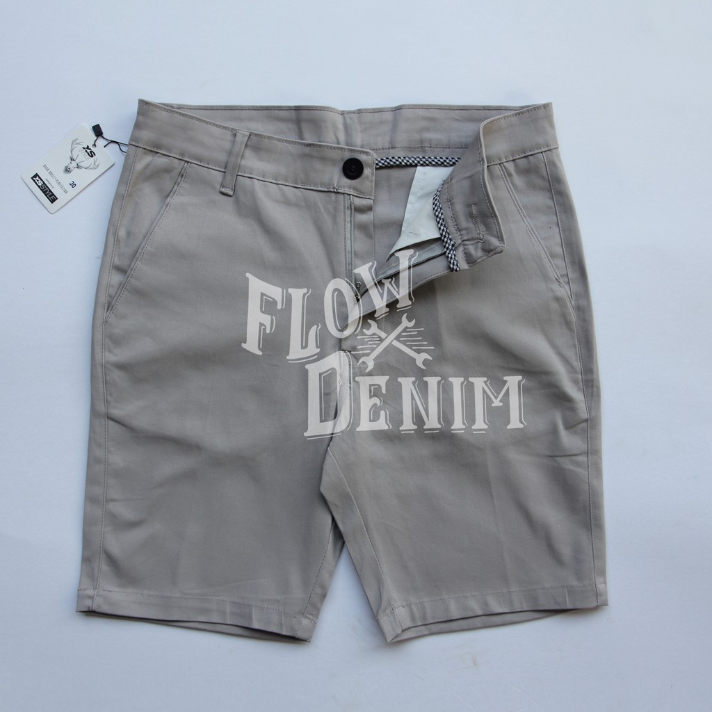 Celana Pendek Pants Pria Distro Halus Bahan Melar Kualitas Premium Jahitan Super rapi Aneka Warna Army Cream Coklat Hitam Navy Abu-abu Celana Pria Distro Bandung Celana Pants Pria Terbaru - Flow denim