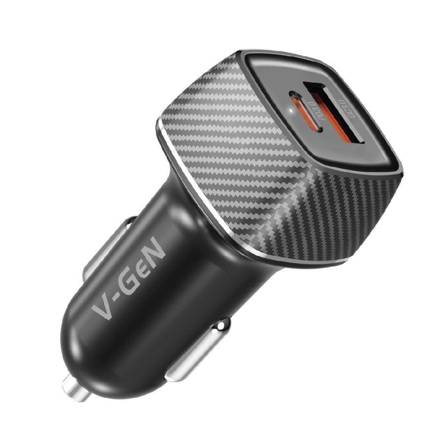 Car Charger V-GeN VCC2-23 Dual Fast Charging QC 3.0 PD 30W USB Type C ORIGINAL