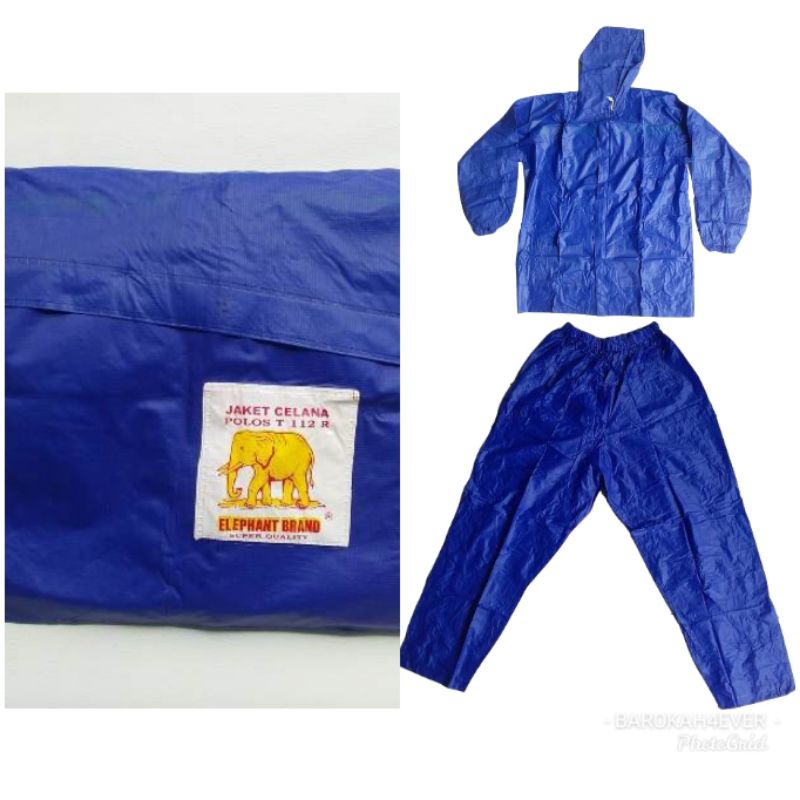 Jas Hujan Jaket Celana Gajah Polos Biru T 112 R