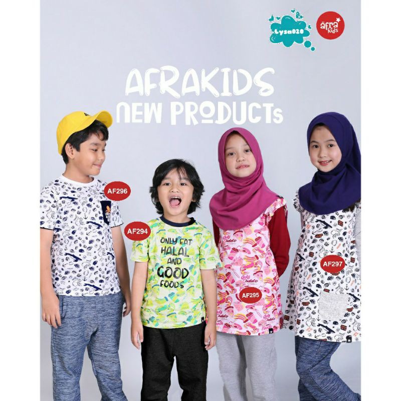 Kaos Couple Afrakids Lengan Pendek AF294 dan Tunik AF295 &quot;Only Eat Halal And Good Foods&quot;