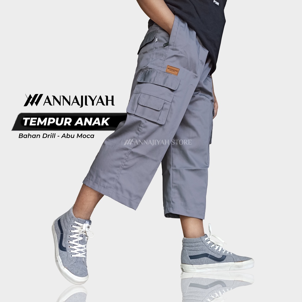 Celana Sirwal LIST &amp; TEMPUR ANAK size S model Cargo dan Outdoor ANNAJIYAH Drill Laa Isbal