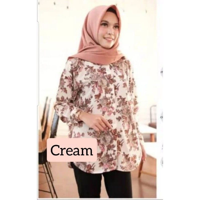 KEMEJA MONALISA WANITA HIJAB/ BAJU KEMEJA MONALISA KEMEJA MOTIF BUNGA MUSLIM