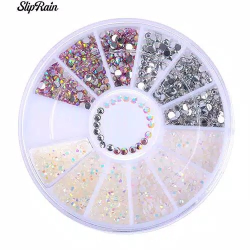 New !! Rhinestones MIXED 12 COLORS &amp; SIZE in Wheel/Nail art decoration