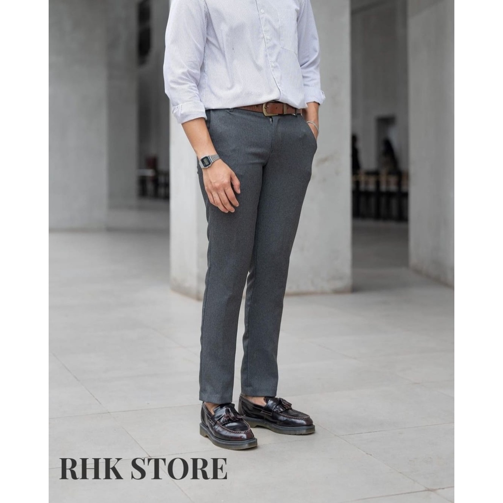 CELANA KANTOR PRIA SLIMFIT/CELANA BAHAN  KERJA FORMAL PRIA ABU ABU SLIMFIT/CELANA ANGKEL PANTS/CELAN