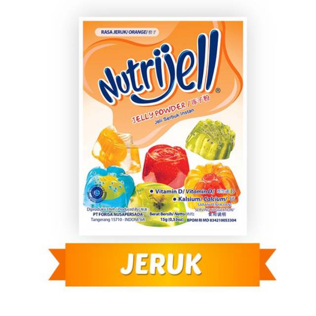 

15gr tepung serbuk agar jelly NUTRIJELL nutrijell Jeruk / Orange