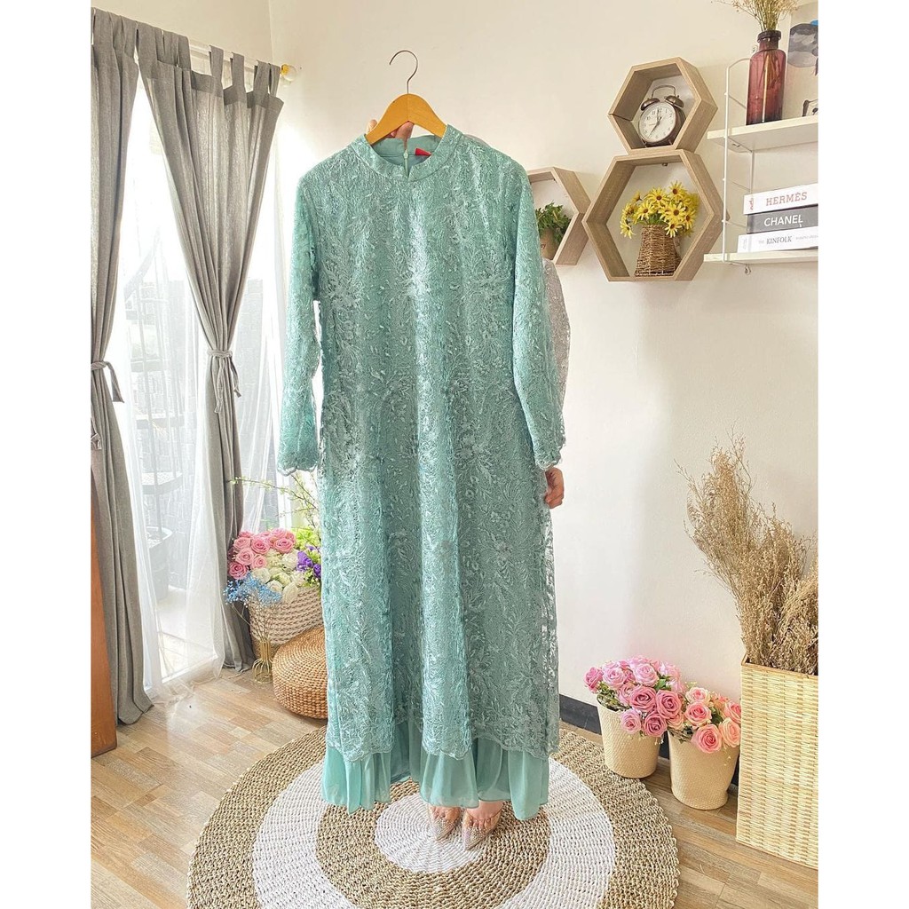 PROMO LONG GAMIS TULLE SPIDER KERUT TANGAN REMPEL