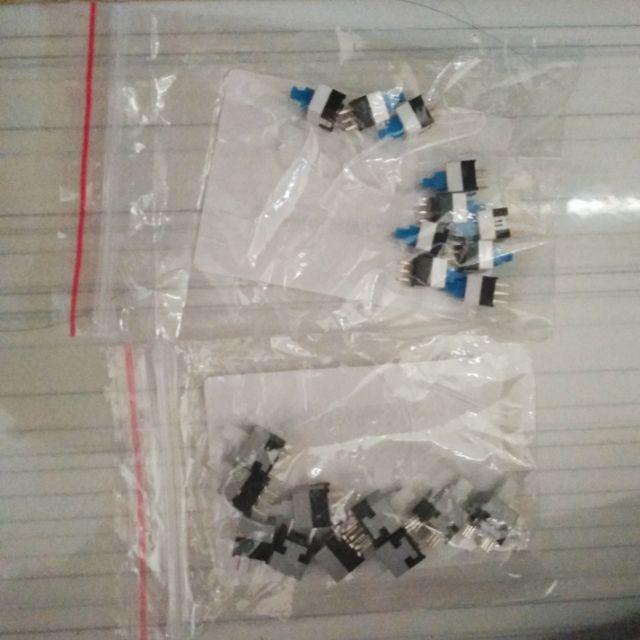 10pcs 7mm*7mm Tactile Button Switch Dip 3pin Self-locking Tombol Kotak Melalui Lubang