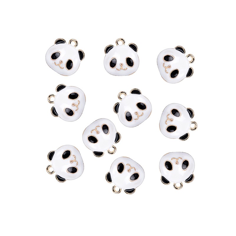 Hbid 10Pcs / Set Liontin Bentuk Panda Bahan Alloy Enamel Untuk DIY Craft / Perhiasan Charms