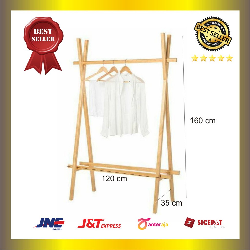 Standing Hanger Single Kayu / Gantungan Baju / Display Baju / Gawang Display Butik