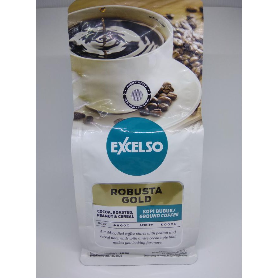 

R8Ef Excelso Robusta Gold Ground Kopi Bubuk 200 Gram E70Z