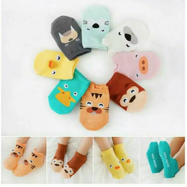 Kaos kaki pendek IMPORT MOTIF ANIMAL 3D anti slip anak bayi