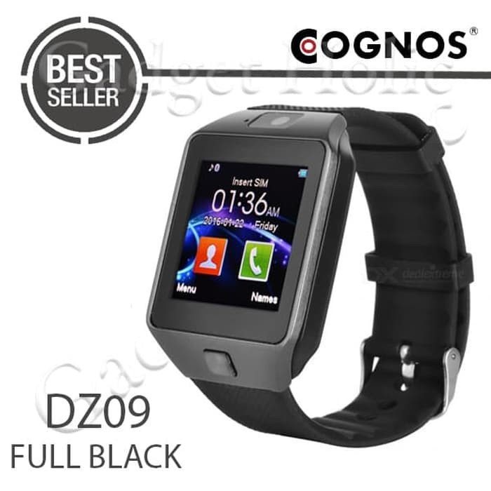 Onix Cognos Smartwatch DZ09 - GSM Sim Card - FULL Hitam - Strap Karet