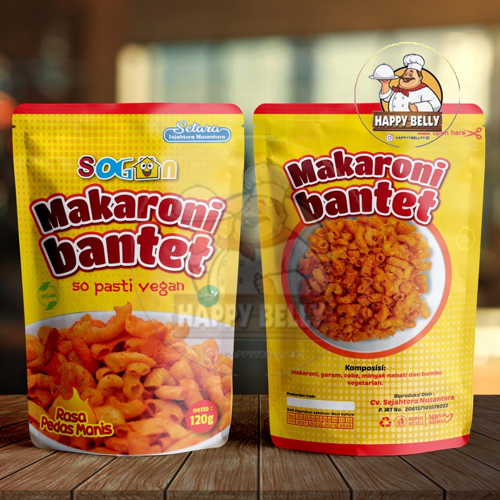 Sogan Makaroni Bantet 120gr Snack Cemilan Vegan Vegetarian