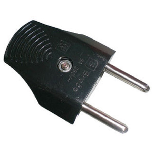 BROCO 344LN STD 2-Pole Plug 6A 250V Black - Steker Biasa