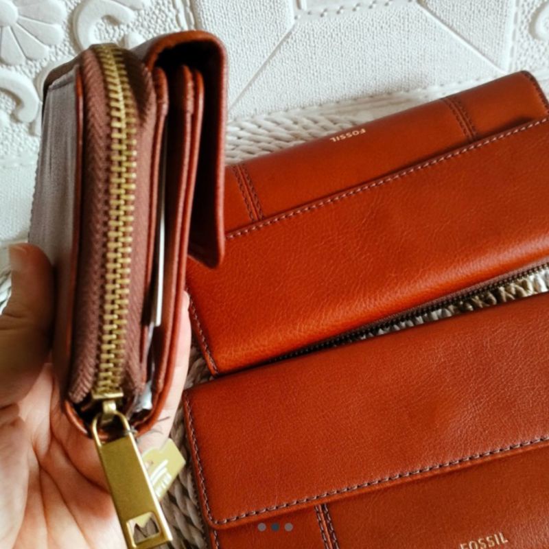 DompetFossil jori flat medium brown original