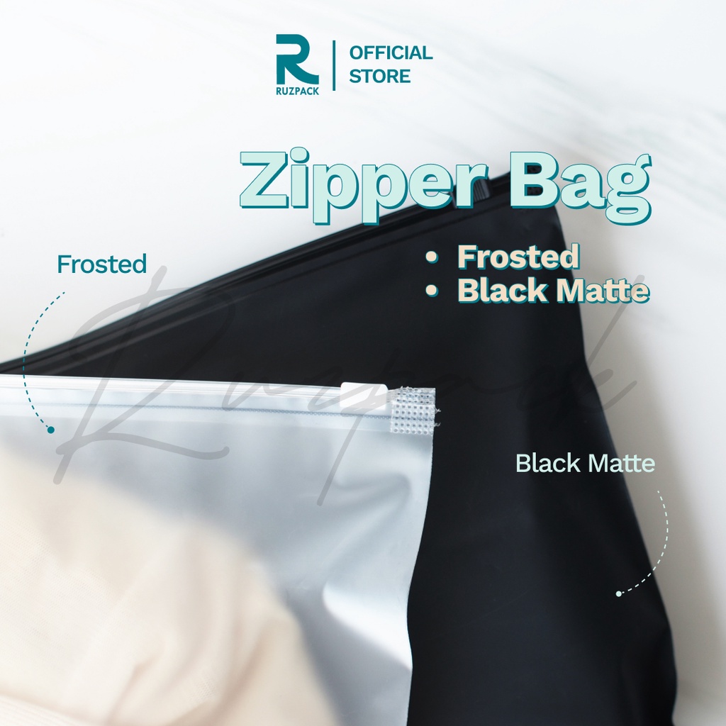 [20 x 28CM] Zipper Bag Frosted Pouch Mika Kantong Plastik Baju Travel Matte Polos Portable Zip Lock