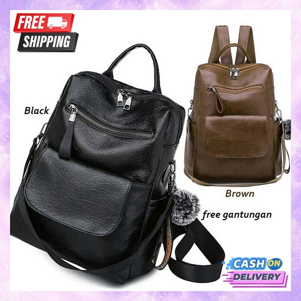 Tas Ransel Batam Wanita Cantik Import Kulit Tebal Ransel Azela D20183 Fashion Wanita Restok 254 Back