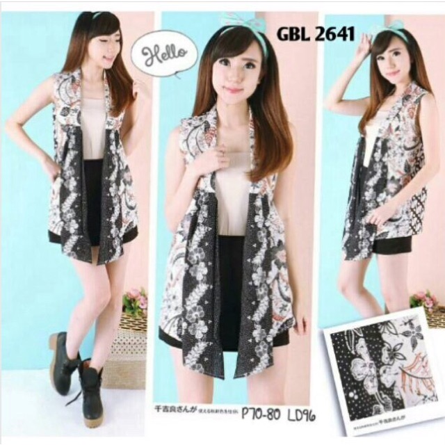 Blazer batik putih outer tangerang cardigan hitam outwear