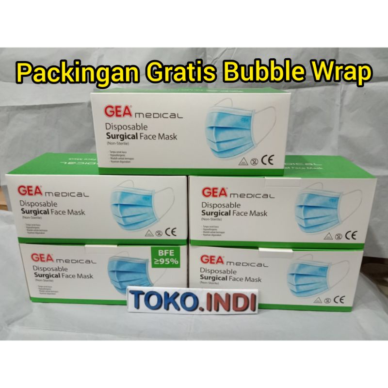 Masker Gea Medical 50 Pcs / Gea Medical Disposable Surgical Face Mask / Masker Medis Gea