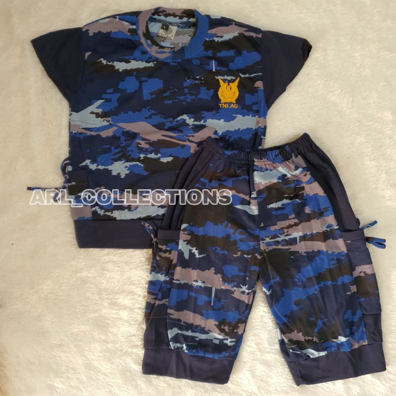 setelan kaos anak pendek perempuan loreng tni au - baju kaos anak pendek perempuan loreng - training