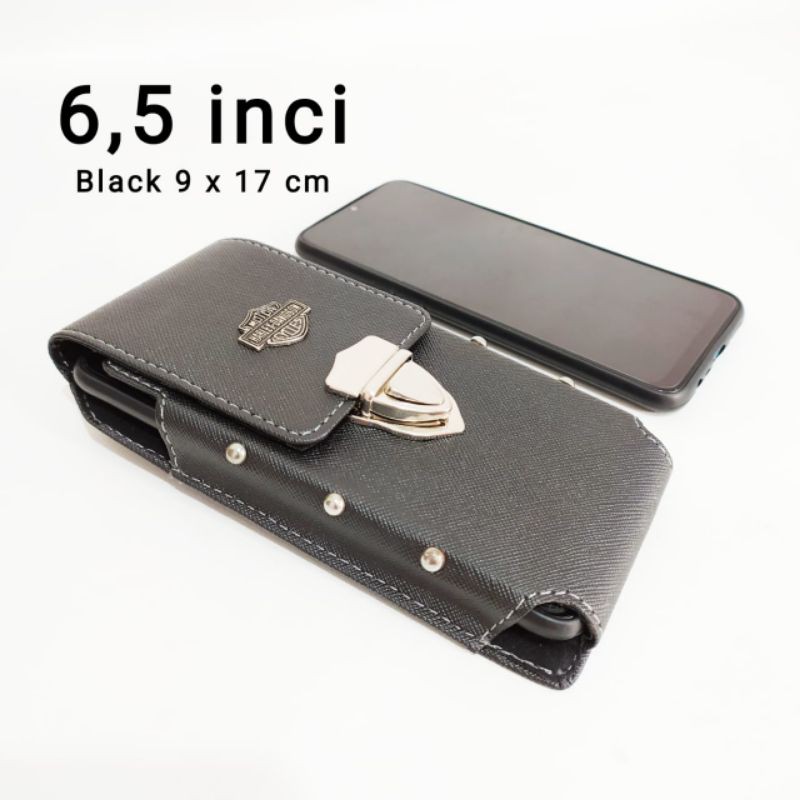 Sarung hp 6,5 inci Cover Handphone Jumbo Big Size Single Dan Double Slot Full Black HD