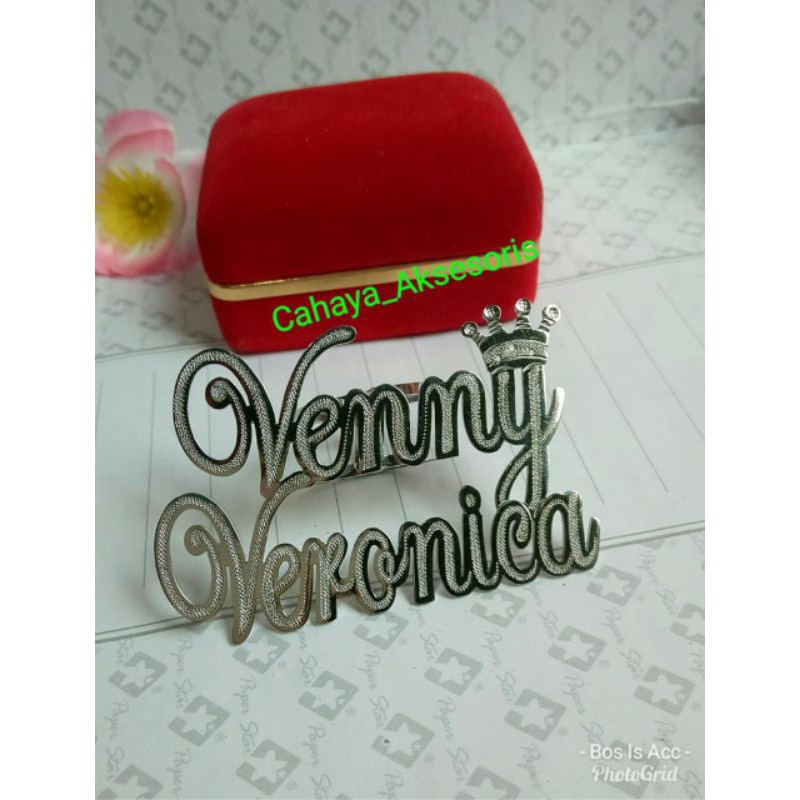 Bros Nama hijab stainless Ring hijab ukir nama
